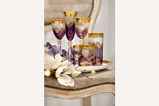 Purpurowe kieliszki do szampana Bejrut Violet -BBA