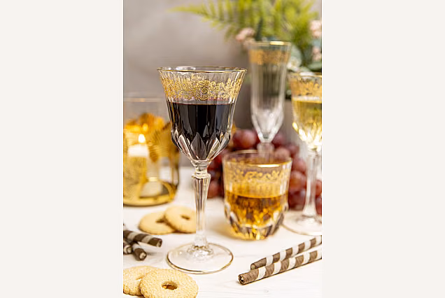 Eleganckie kieliszki do wody 280ml zdobione złotem CHARME-CHROB
