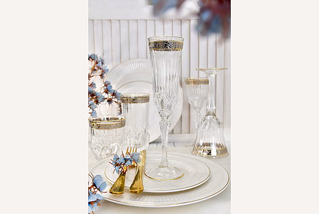Eleganckie kieliszki do szampana 180ml zdobione Sofia Crystal -SCA