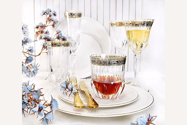 Eleganckie szklanki do wody z platynowym dekorem Palermo Crystal-PCD