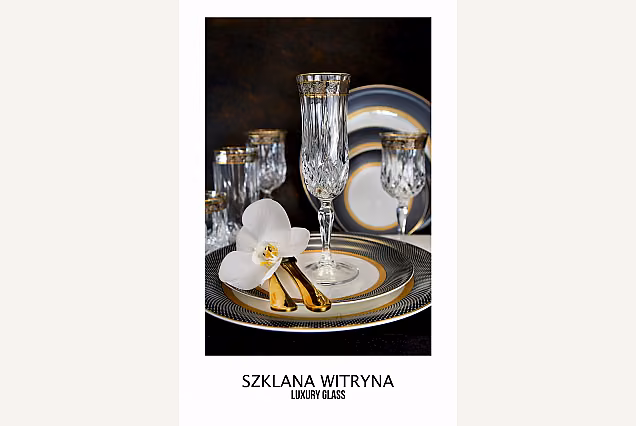 Eleganckie kieliszki do szampana 130ml zdobione Opera Platin-OCA
