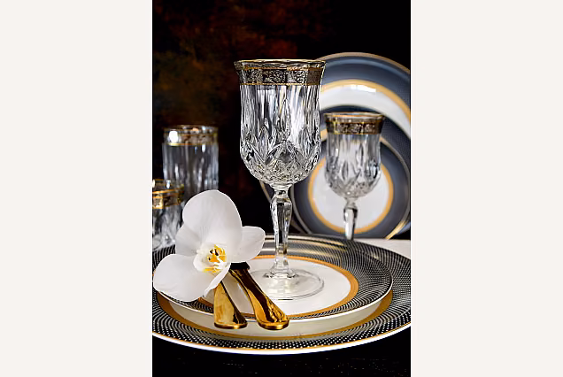 Luksusowe kieliszki do wina 230ml dekorowane Opera Platin-OCB